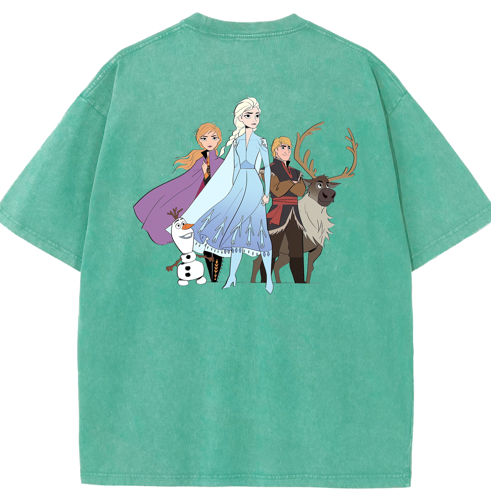 （画像用） アナと雪の女王 アンナ エルサ Frozen Anna Elsa 綿100% ヴィンテージ風 半袖Tシャツ（背面プリント）